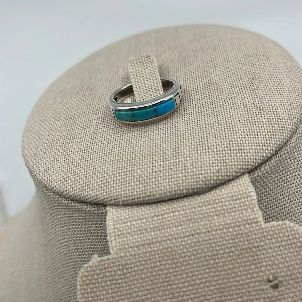 Authentic Southwest WJ Wilson Jim Navajo Sleeping Beauty Turquoise Size 6 Ring - Picture 3 of 12